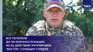 ВСУ потеряли до 190 военнослужащих из-за действий группировки "Восток", сообщил Гордеев