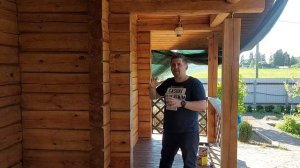 Шлифовка и покраска 1 слой на "Деревянной бане из рубленного бревна под лафет" - Команда ПАКЛЯ