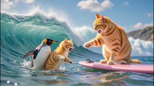 🌊🐱 Рыжий котёнок vs Океан! Невероятное спасение пингвином 🐧💪 и трогательный ужин благодарности