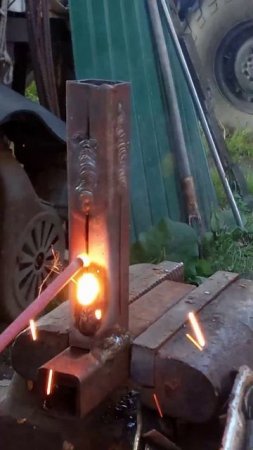 Сварка профильной трубы, вертикальный шов