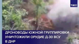 Дроноводы Южной группировки уничтожили орудие Д-30 ВСУ в ДНР
