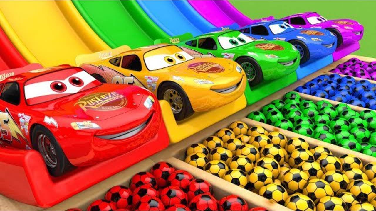 McQueen Сборка автомобилей: Футбольный мяч 🚗⚽ | Уличный автомобиль с обучающими цветами для детей