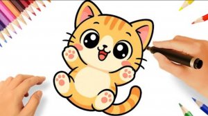 КАК ПРОСТО НАРИСОВАТЬ МИЛЕЙШЕГО КОТЁНКА В СТИЛЕ КАВАЙИ 😻💓