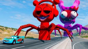 Безумная ГОНКА УЖАСОВ Молнии Маккуина! Маккуин против МОНСТРОВ с паукообразными ногами и Спрунки