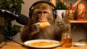 Обезьянка пробует русскую еду (АСМР)