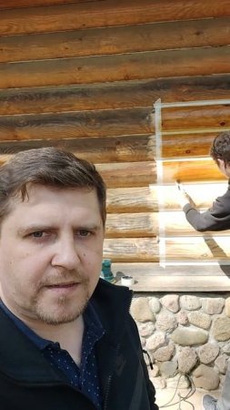 Покраска бревна / Какая красота получается - Команда ПАКЛЯ