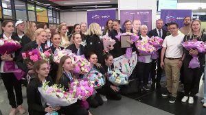 В аэропорту Шереметьево встречали синхронистов - героев Чемпионата мира в Сингапуре