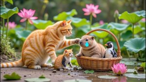 От брошенного малыша до любимца семьи! 💕🦔 Преображение капибары благодаря кошачьей любви 🐾🐧