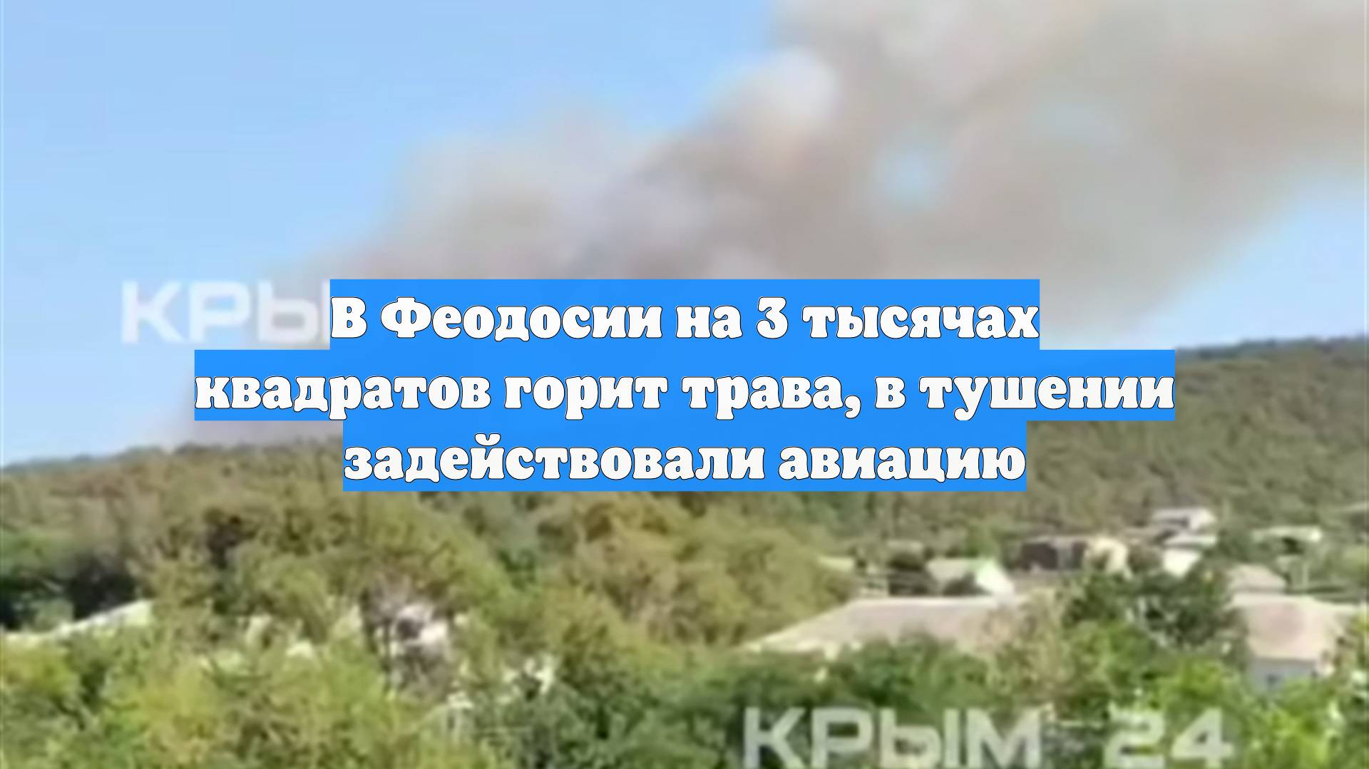 В Феодосии на 3 тысячах квадратов горит трава, в тушении задействовали авиацию