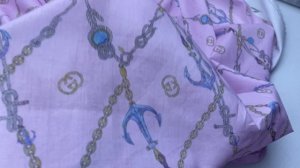 Поплин розового цвета с принтом цепи и якоря  14354