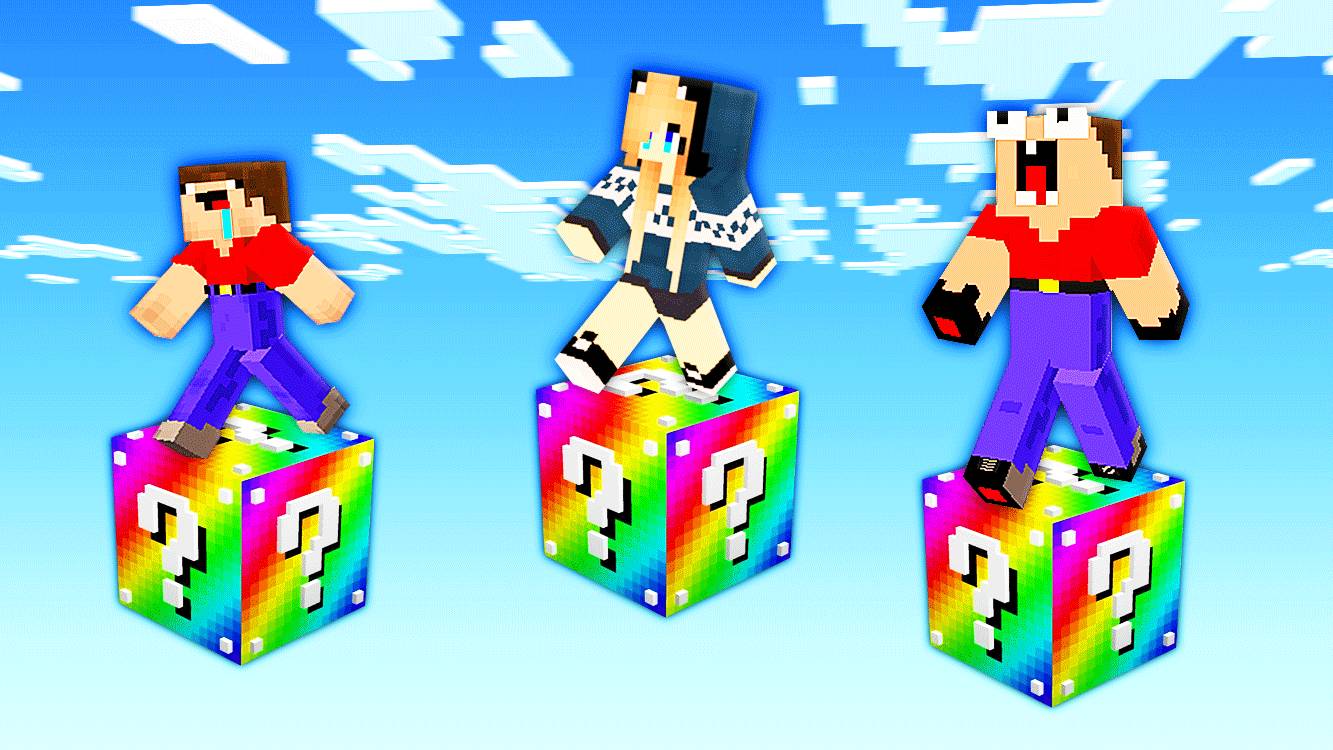 2 НУБА И ДЕВУШКА ПРО ПРОХОДЯТ ПАРКУР С РАДУЖНЫМИ ЛАКИ БЛОКАМИ В МАЙНКРАФТ ЛАКИ ГОНКА смотреть онлайн