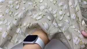 Поплин  бежевого цвета с принтом тюльпаны 14347
