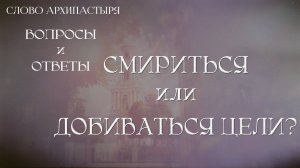 Слово Архипастыря. Вопросы и ответы: Смириться или добиваться цели?