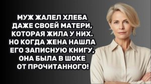 ИСТОРИИ ИЗ ЖИЗНИ: МУЖ ЖАЛЕЛ ХЛЕБА ДАЖЕ СВОЕЙ МАТЕРИ, КОТОРАЯ ЖИЛА У НИХ. НО КОГДА ЖЕНА НАШЛА ЕГО