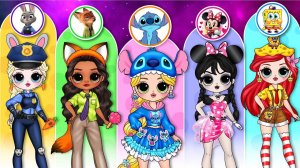 Что, если бы Принцессы Диснея и Божья Коровка превратились в Модных Бумажных кукол Лило и Стич своим