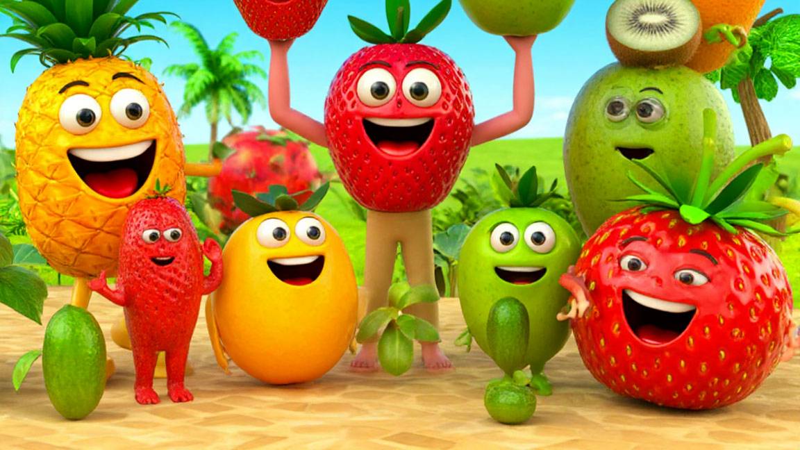 Веселые фрукты - Пальчиковая семейная танцевальная вечеринка, Детские сенсорные видео смотреть онлайн