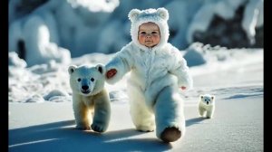 полярный малчик приручил медведей