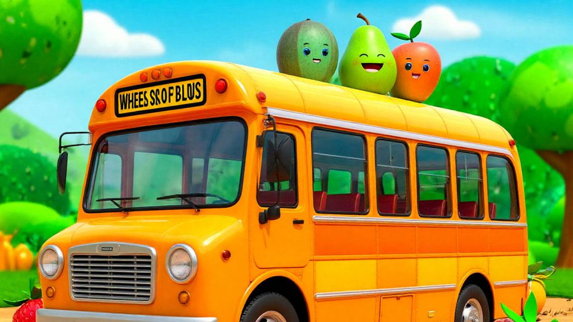 Колеса в Автобусе, Песня и Веселый Фруктовый танец, Веселая Фруктовая Детская Сенсорная анимация с м смотреть онлайн