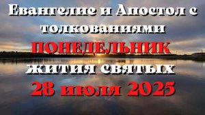 Евангелие дня 28 ИЮЛЯ 2025 с толкованием.  Апостол дня.  Жития Святых.