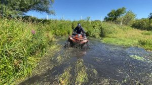 Квадроциклы cf force 800 и aodes mud pro 1000 преодолевают болото! Кто же проедет с первого раза?