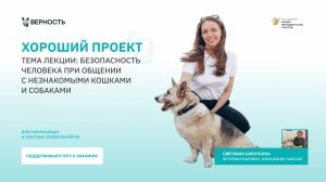 Лекция Светланы Сироткиной на тему «Безопасное общение человека с незнакомыми кошками и собаками»