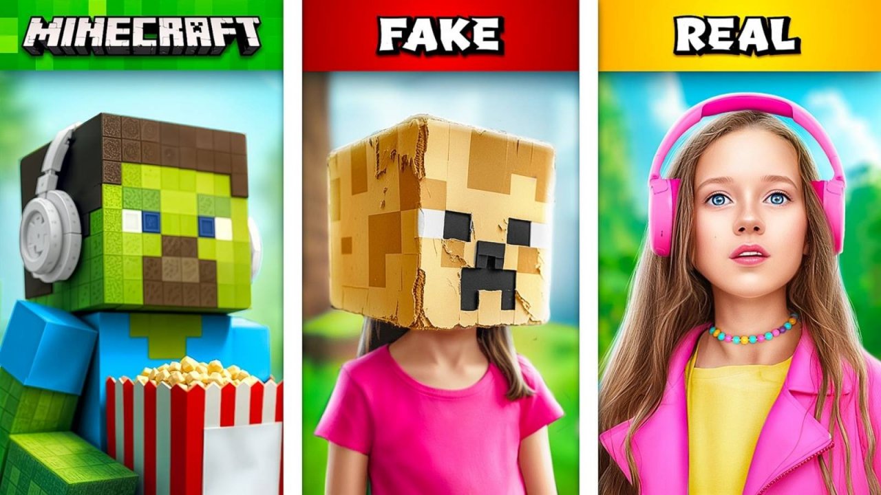 ФЕЙКОВЫЙ Майнкрафт vs НАСТОЯЩИЙ Майнкрафт в Реальной Жизни! смотреть онлайн
