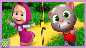 Говорящий Том за Золотом 2 vs Маша и Медведь Догонялки.Гонки за Енотами и Ловля Бабочек.Кто Круче