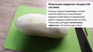 Перерос огурчик Шопа. Интересно есть ли семечки? Готовим салат.
Огурцы полезны?