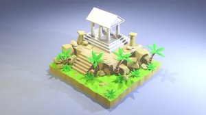 Greek Temple in Blender 3D Modeling Low Poly Timelapse