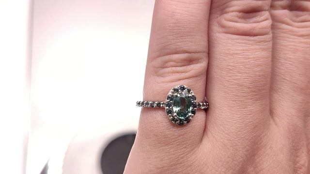 Кольцо с камнями голубой Циркон и Сапфир