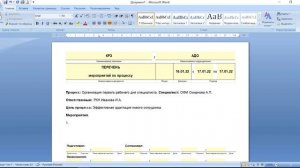 Создание документа Перечень мероприятий