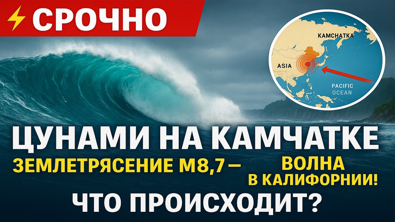 ⚡️ЦУНАМИ обрушилось на Камчатку после землетрясения M8.7! Волну ждут даже в Калифорнии