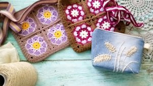 Сумочки из квадратов / вышивка / митенки.