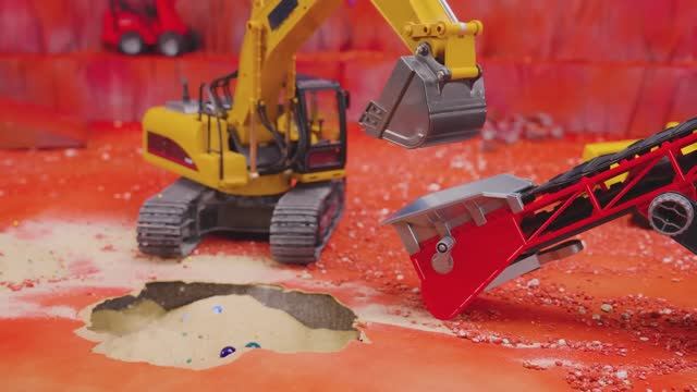 Остров сокровищ: экскаватор и самосвал ищут золото в песке 💰 смотреть онлайн