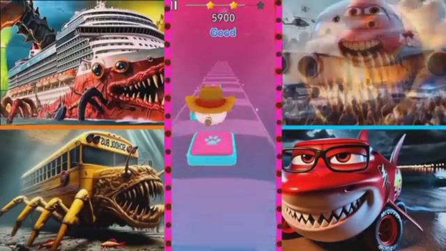 Корабль-монстр🆚 Самолет Маккуина Boeing🆚 Пожиратель голов в школьном автобусе🆚 Акула Маккуина