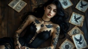 Девушка с рисунками на коже