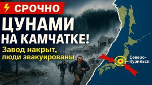 ⚡️ЦУНАМИ на Камчатке! Волна накрыла завод "Алаид" в Северо-Курильске после мощного землетрясения