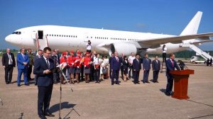 Торжественная церемония открытия авиасообщения между Москвой и Пхеньяном, 28 июля 2025 года