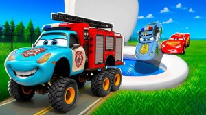 Молния и тачки Pixar сбегают из тюрьмы через ГИГАНТСКУЮ ТУАЛЕТНУЮ яму! – BeamNG Drive
