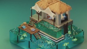 Maldives Villa in Low Poly Isometric - Beginner 3D Modelling Tutorial / Timelapse