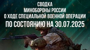 СВОДКА МИНОБОРОНЫ РФ О ХОДЕ СВО ПО СОСТОЯНИЮ НА 30.07.2025. Новости