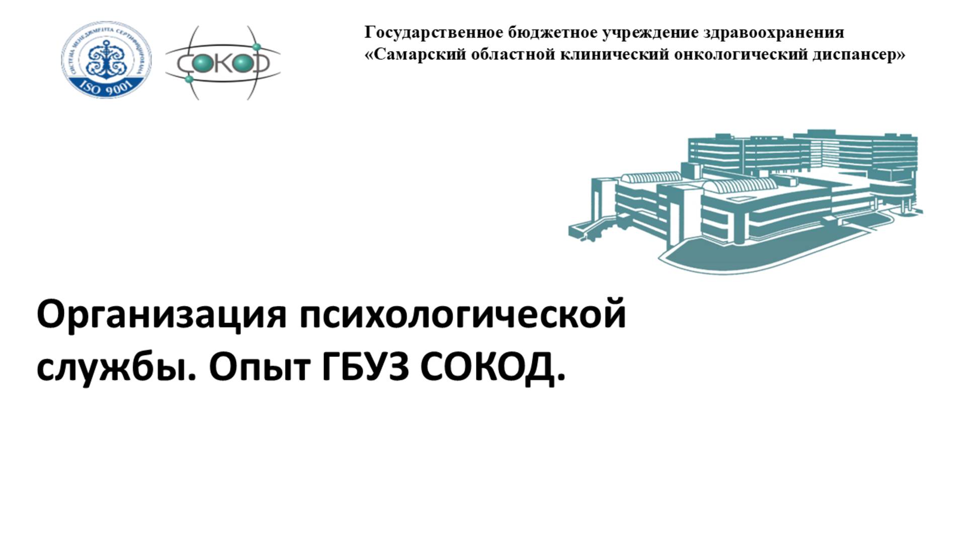 Организация психологической службы. Опыт ГБУЗ СОКОД.