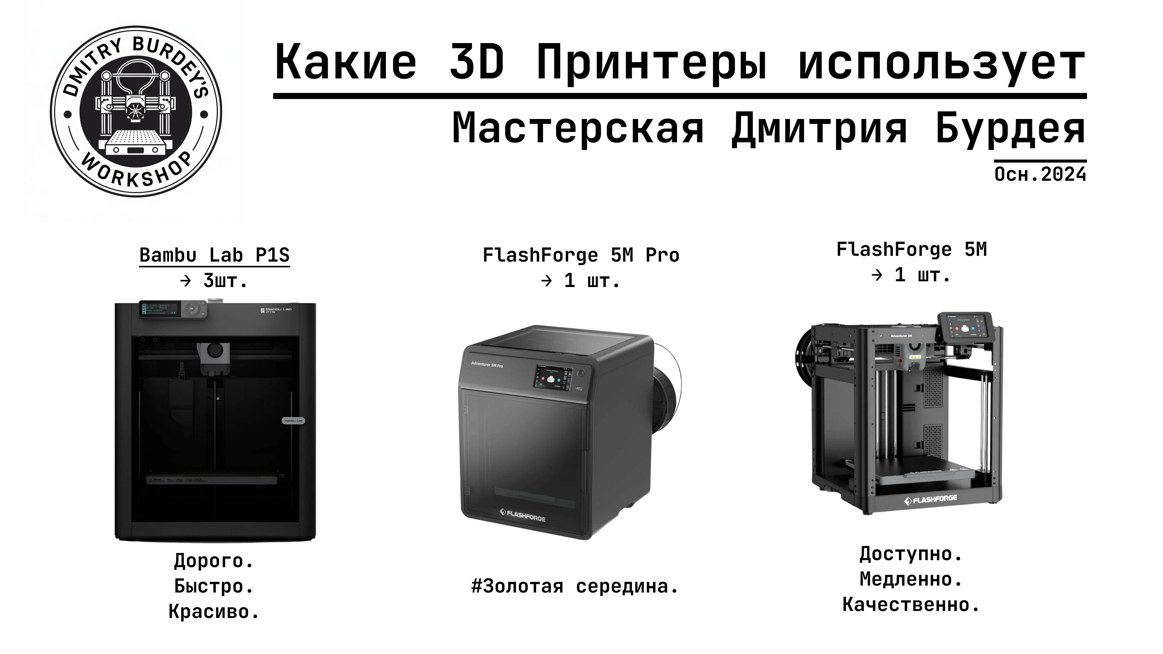 Наши 3D Принтеры. Знакомство с "Мужиками". Bambu Lab P1S, FlashForge 5M Pro, FlashForge 5M. смотреть онлайн