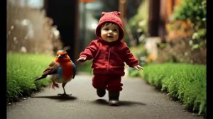 огромная птица преследует