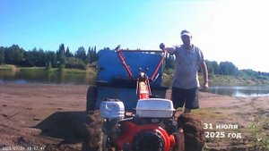 Покатушки с мотоблоком Агро на пляже.