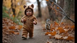 встреча белки и ребенка в парке