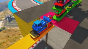 Мультики про машинки. Погрузка легковых автомобилей, грузовиков, автобусов в гигантский трейлер.