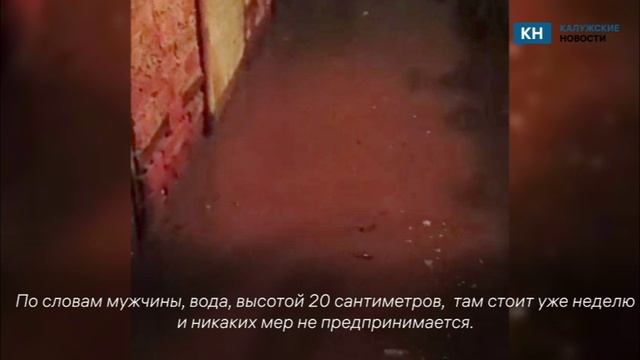 Жители калужского дома уже неделю живут с затопленным подвалом