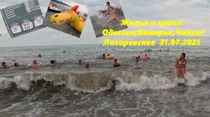 Жилье и цены! Цены на пляже и в столовых! Пляжи Одиссея, Взморье, Чайка! Лазаревское 31.07.2025.