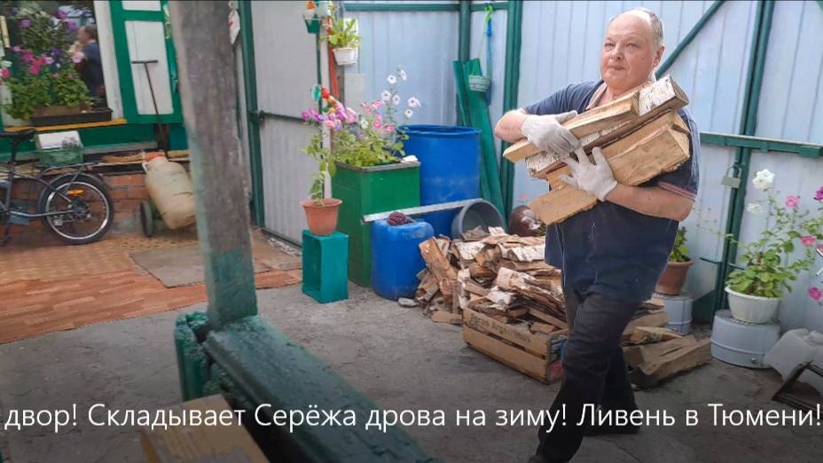 ДВОР у ДОМА МЕТУ МЕТЛОЙ! НА ЗИМУ ДРОВА БЕРЁЗОВЫЕ СЕРЁЖА СКЛАДЫВАЕТ в ПОЛЕННИЦУ ! Ливень в Тюмени! смотреть онлайн